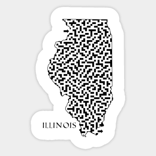 Illinois State Outline Maze & Labyrinth T-Shirt Sticker